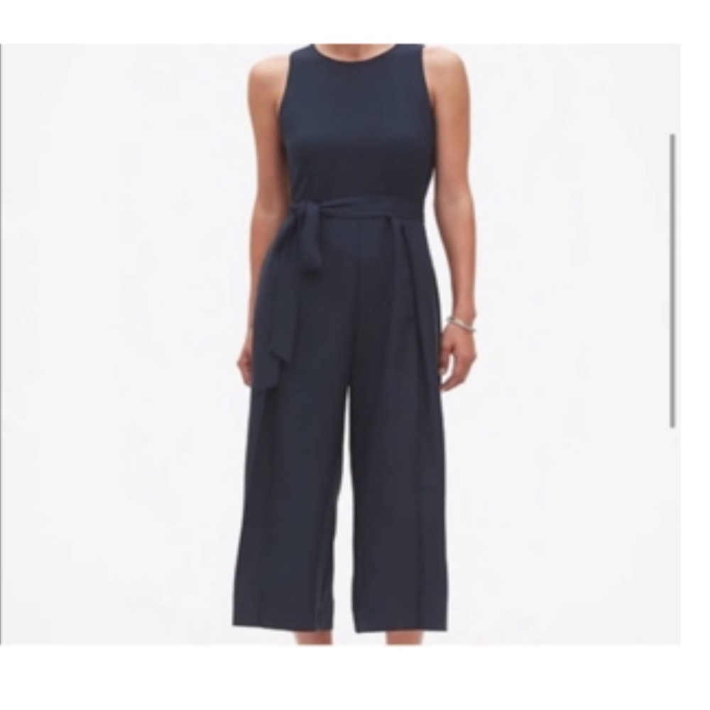 Banana Republic jumpsuit, calf length wide-leg, navy blue. Size XXL.